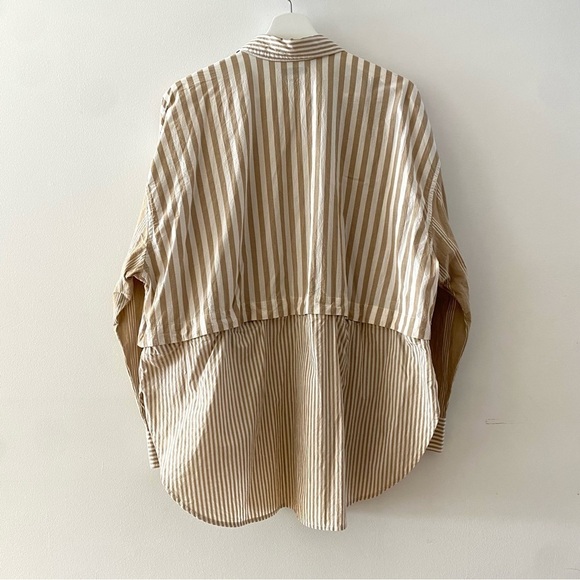 Madewell Modular Oversized Button-Up Shirt in Mixed Stripe Women's Size XL - Picture 5 of 10